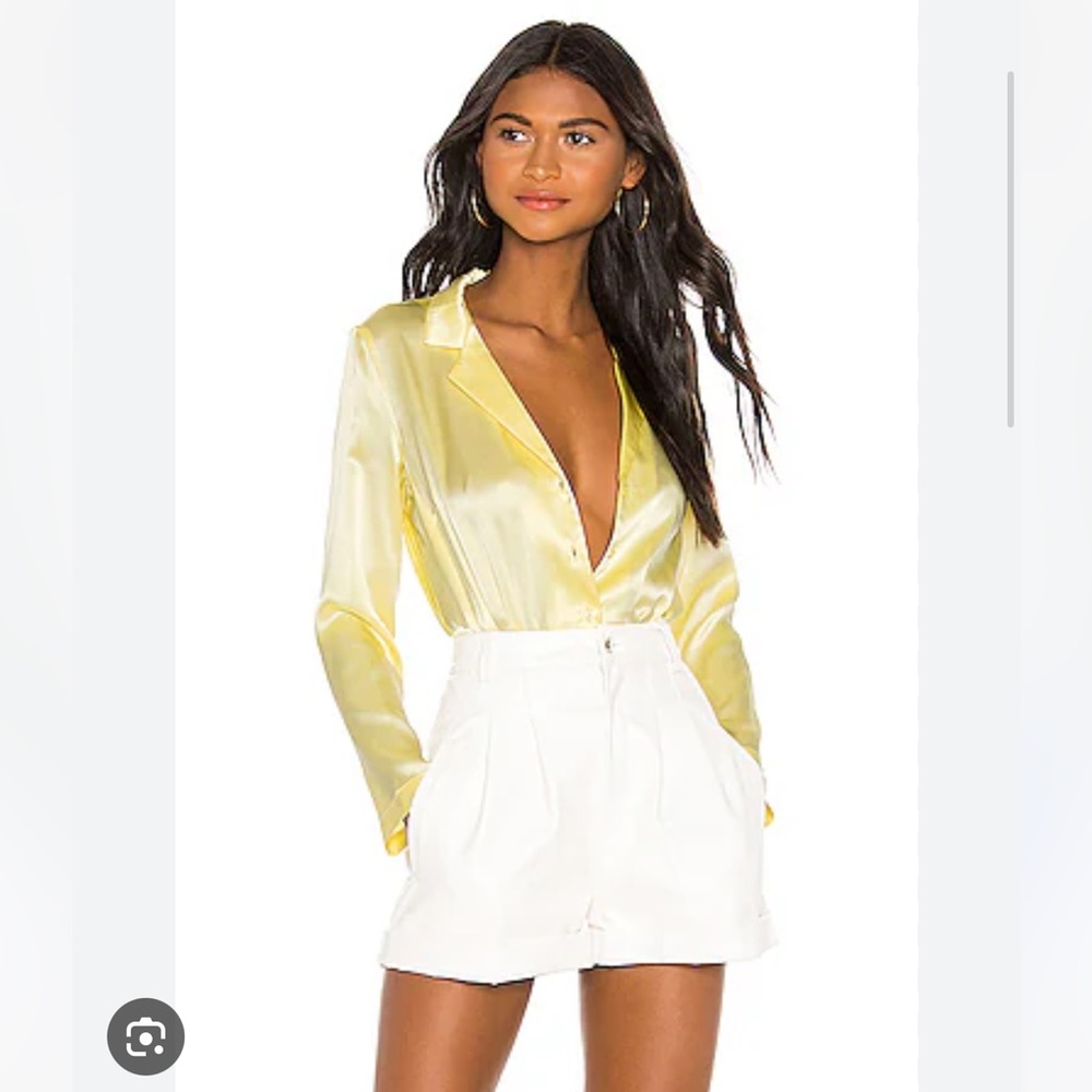 Amanda Uprichard Yvonne Silk Body Suit - Butter Yellow - L